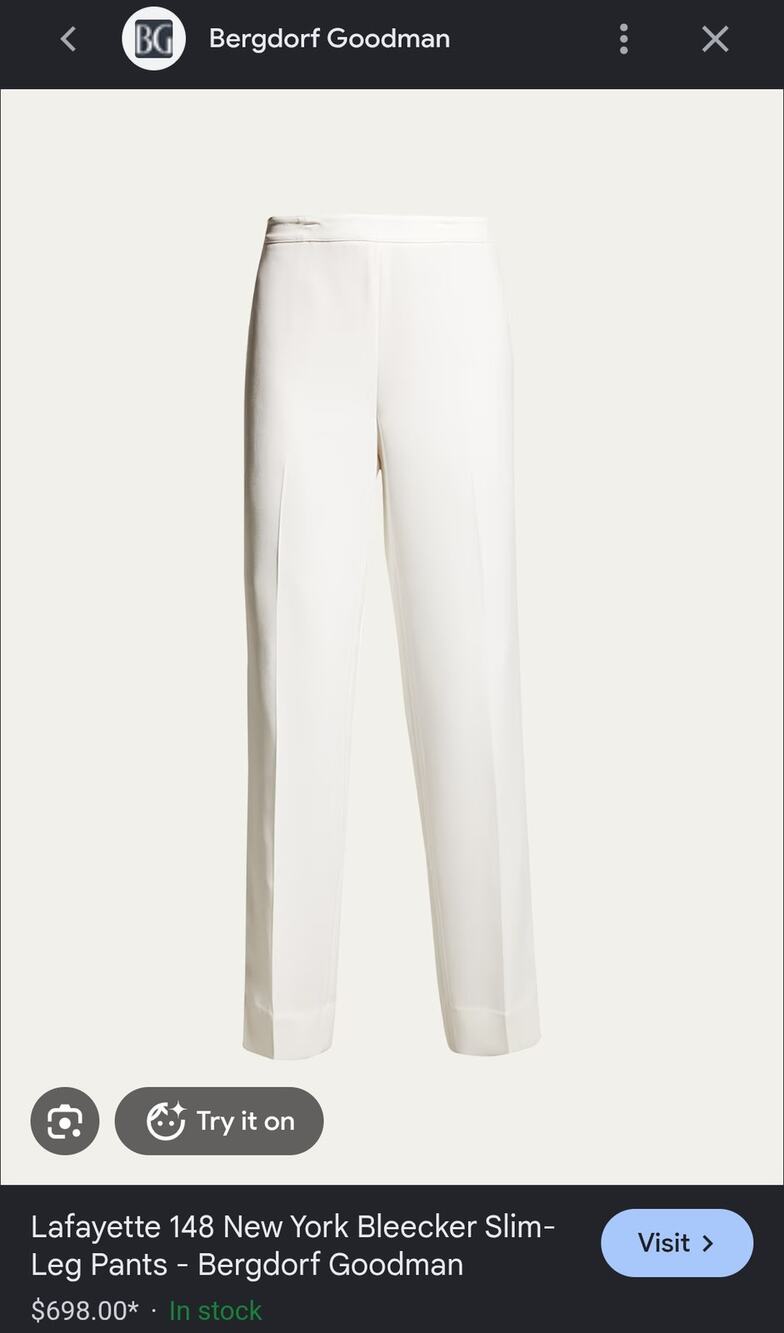 Lafayette 148 New York Bleecker Slim Leg Pants White Size 12 Quiet Luxury Office